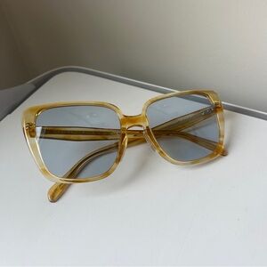 Celine yellow blue lens oversized frame sunglasses